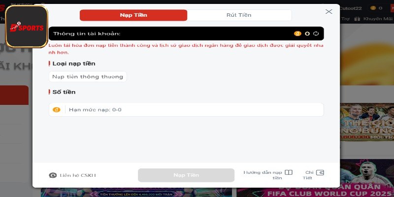 Quy trình hướng dẫn nạp tiền Bsport nhanh gọn